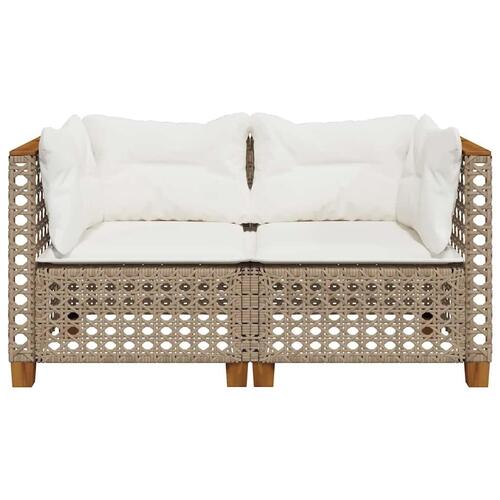 Hjørnemoduler til havesofa 2 stk. med hynder polyrattan beige
