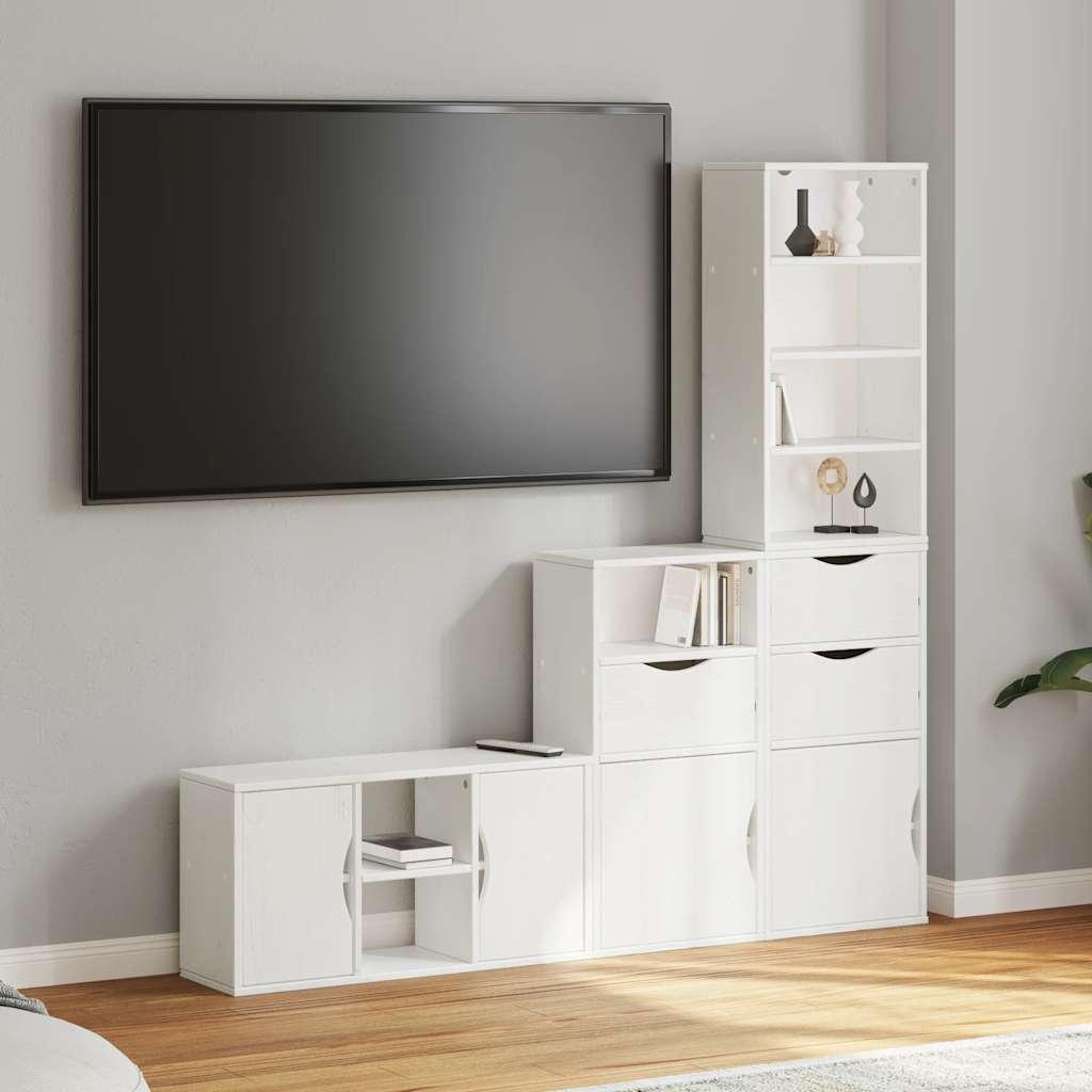 vidaXL TV-skabe 4 stk med opbevaring ODDA massivt fyrretræ hvid