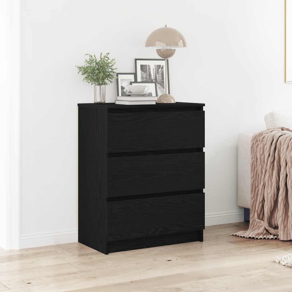 Skænk 60x35x76 cm konstrueret træ sort egetræsfarve