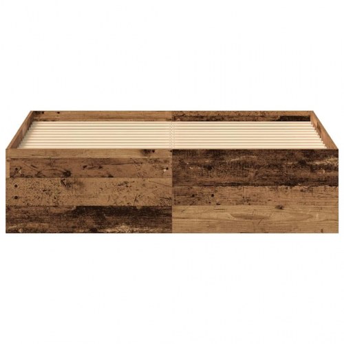 Sengestel 135x190 cm i konstrueret træ - antikt træ, med opbevaring