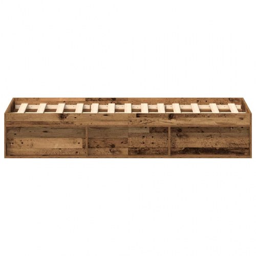 Sengestel 135x190 cm i konstrueret træ - antikt træ, med opbevaring