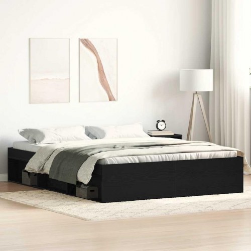 Sengestel uden madras 160×200 cm - konstrueret træ, sort eg