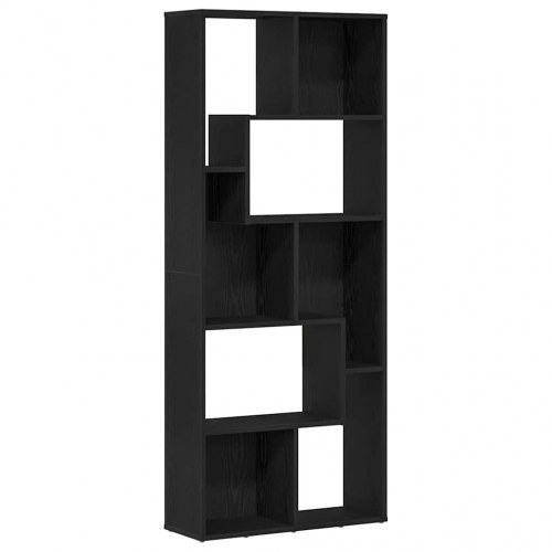 Bogreol 67×24×161 cm i konstrueret træ - sort egetræsfarve