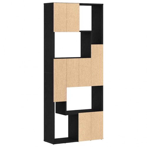 Bogreol 67×24×161 cm i konstrueret træ - sort egetræsfarve