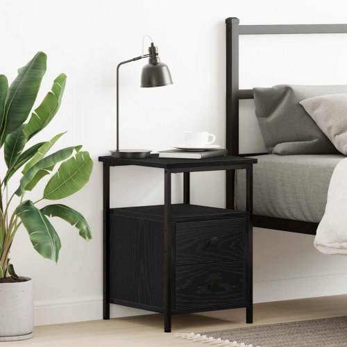 Sengebord med 2 skuffer - 34 × 35,5 × 50 cm, sort egetræslook