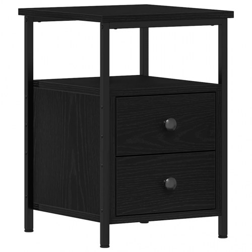 Sengebord med 2 skuffer - 34 × 35,5 × 50 cm, sort egetræslook