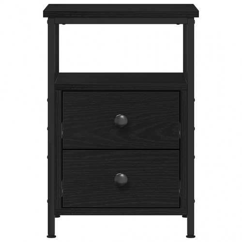 Sengebord med 2 skuffer - 34 × 35,5 × 50 cm, sort egetræslook