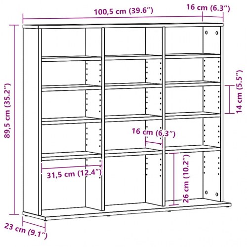 Cd-reol 100 x 23 x 89,5 cm - sort-eg