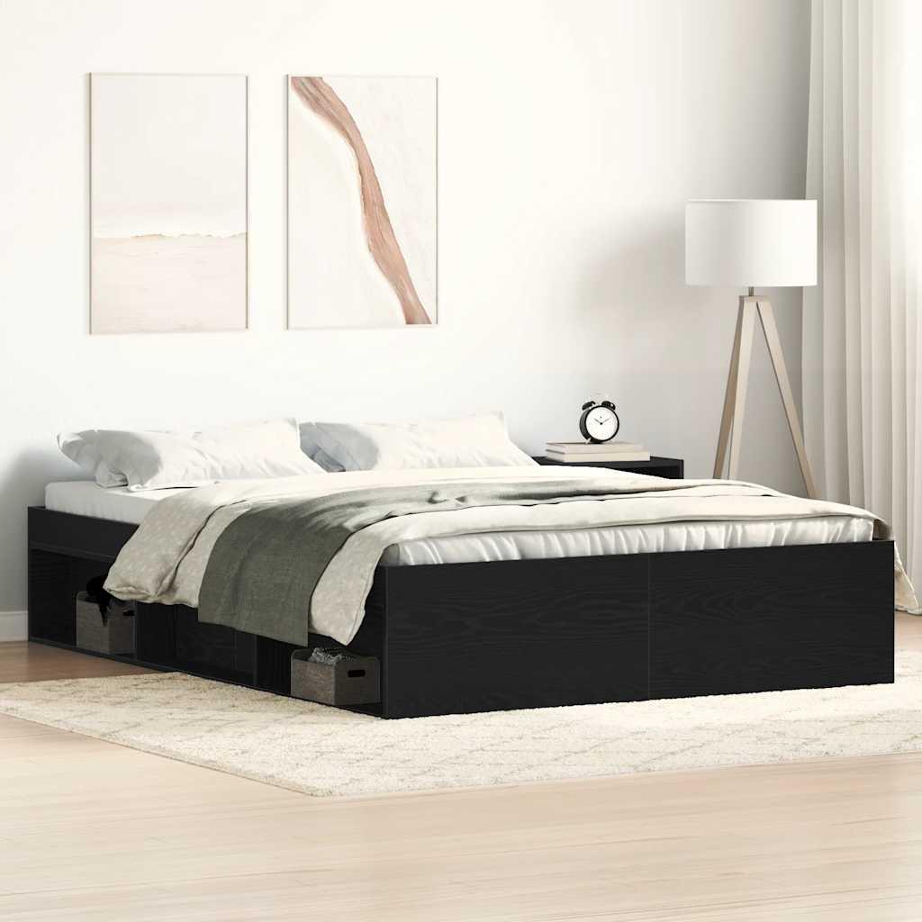 Sengestel uden madras 120x200 cm konstrueret træ sort eg