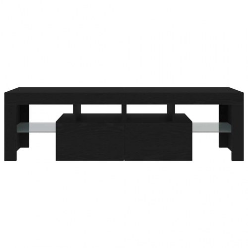 Tv-bord med LED-lys - 140×36,5×40 cm i sort eg, konstrueret træ
