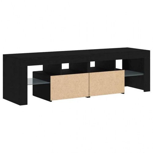 Tv-bord med LED-lys - 140×36,5×40 cm i sort eg, konstrueret træ