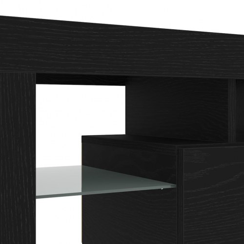 Tv-bord med LED-lys - 140×36,5×40 cm i sort eg, konstrueret træ