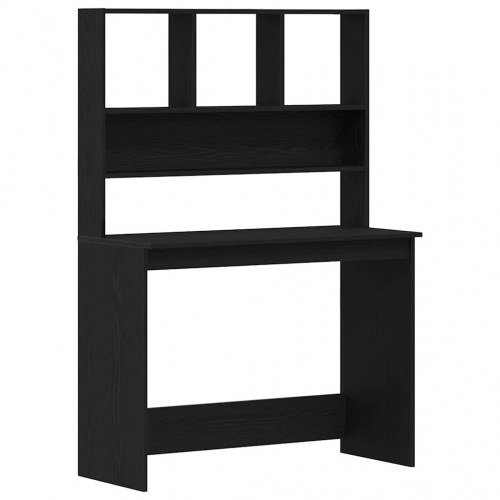 Skrivebord m. hylder 102x45x148 cm konstrueret træ sort egetræ