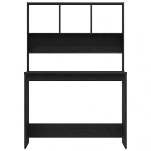 Skrivebord m. hylder 102x45x148 cm konstrueret træ sort egetræ