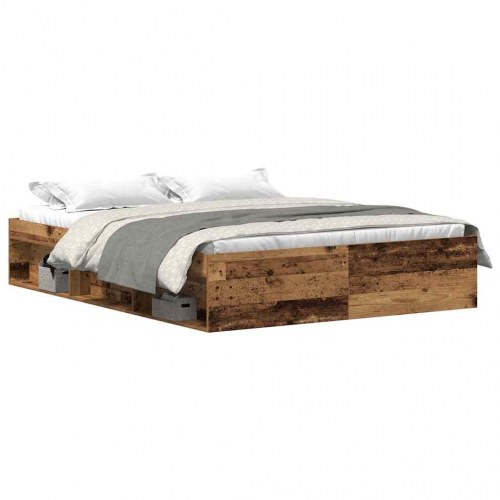 Sengestel uden madras 150 x 200 cm - konstrueret træ, antikt træ