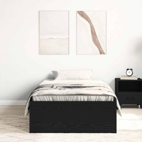Sengeramme med opbevaring 90x190 cm - konstrueret træ, sort eg