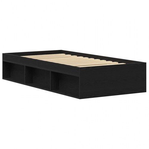 Sengeramme med opbevaring 90x190 cm - konstrueret træ, sort eg