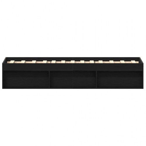 Sengeramme med opbevaring 90x190 cm - konstrueret træ, sort eg