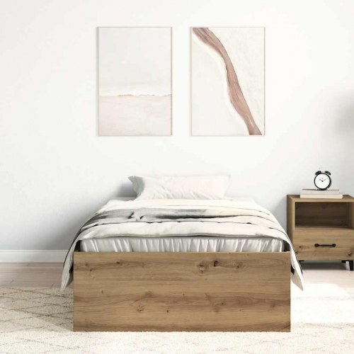 Sengeramme 75×190 cm i kunsteg - uden madras, med opbevaring