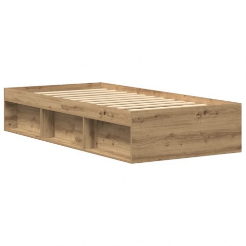 Sengeramme 75×190 cm i kunsteg - uden madras, med opbevaring