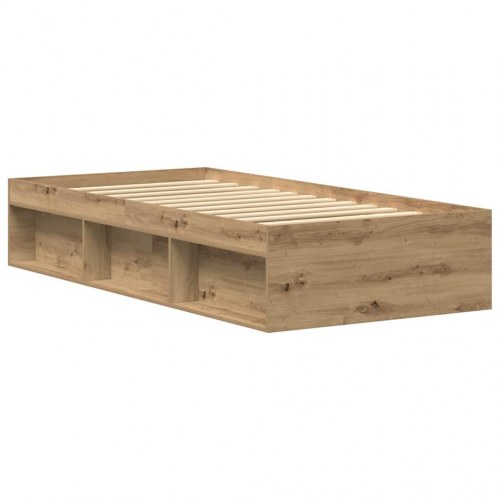 Sengeramme 75×190 cm i kunsteg - uden madras, med opbevaring