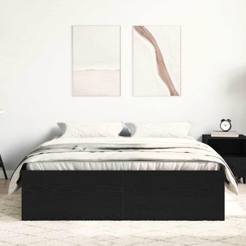 Sengestel med opbevaring 140x190 cm - konstrueret træ, sort eg