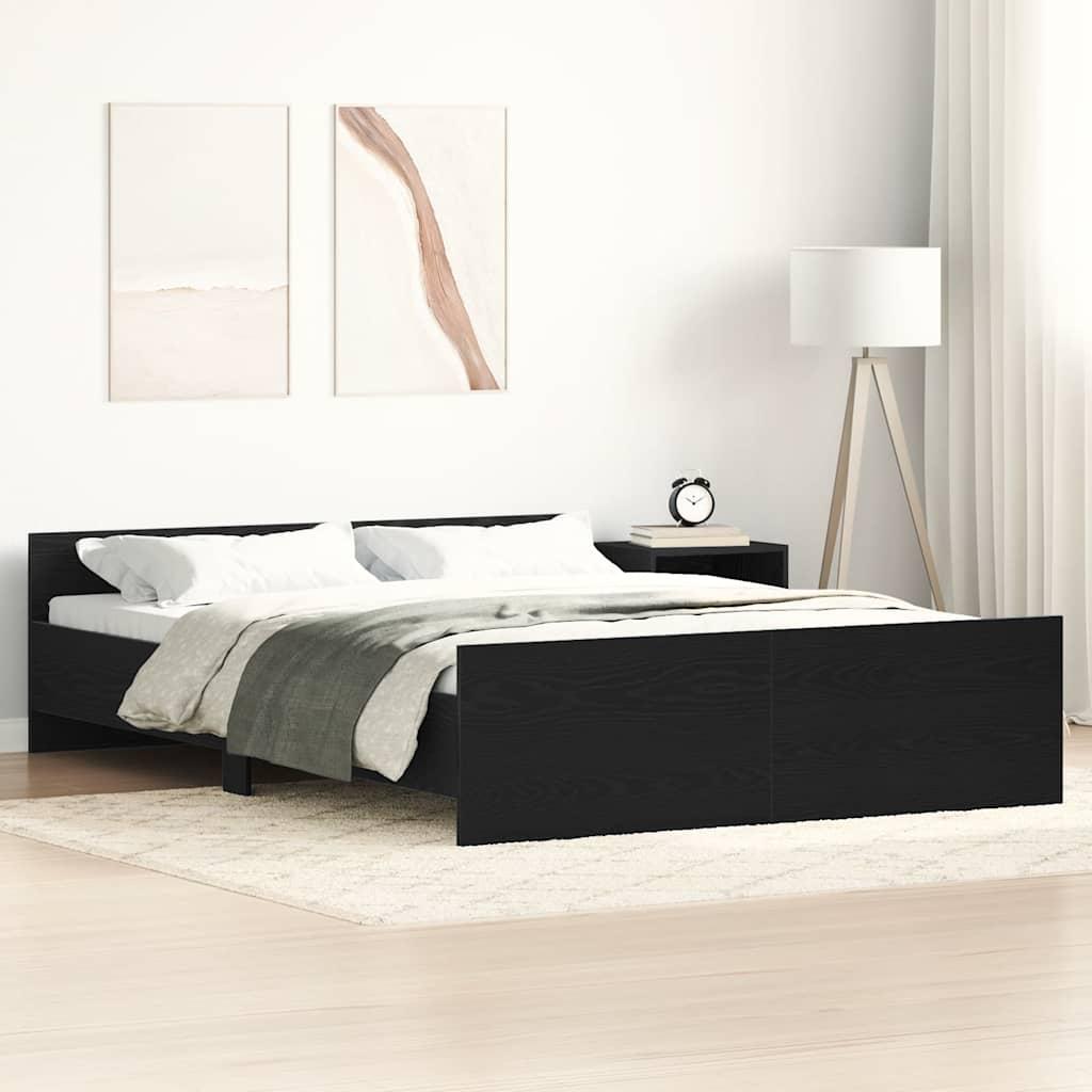 Sengestel uden madras 135x190 cm konstrueret træ sort eg