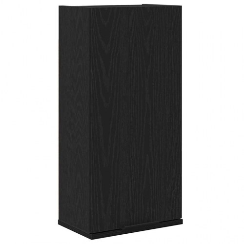 Vægmonteret badeværelsesskab - sort egetræ, 32×20×67 cm, konstrueret træ
