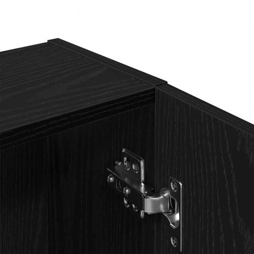 Vægmonteret badeværelsesskab - sort egetræ, 32×20×67 cm, konstrueret træ