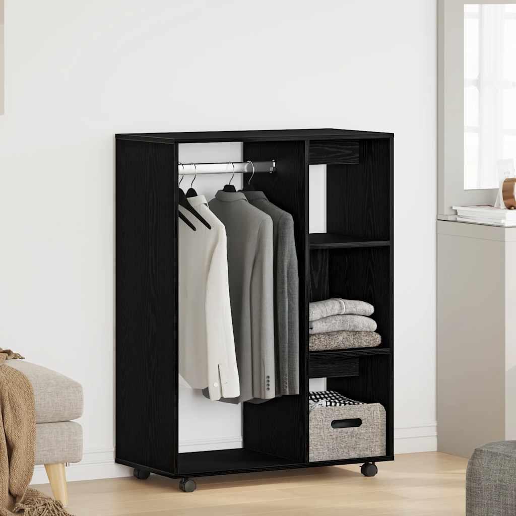 Garderobe sort egetræ 80x40x110 cm konstrueret træ