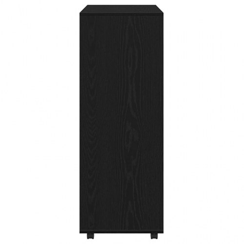 Åben garderobe med hylder og hjul - sort egetræ, 80×40×110 cm, konstrueret træ