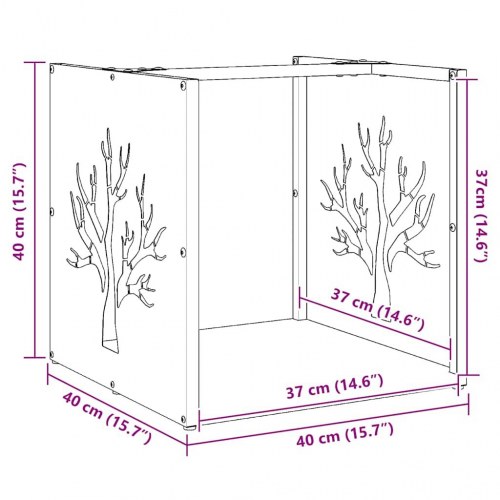 Brændestativ 40x40x40 cm rustfrit stål
