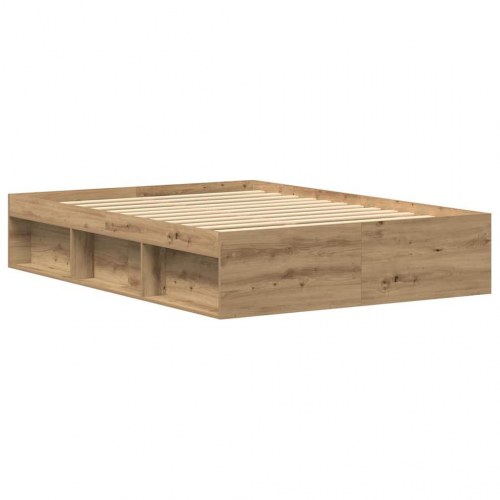 Sengestel med opbevaring 135 x 190 cm - konstrueret træ i kunsteg