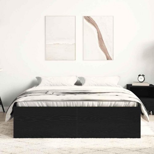 Sengestel med opbevaring 120×190 cm - konstrueret træ, sort eg