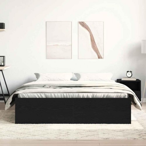 Sengestel uden madras 150×200 cm - konstrueret træ, sort eg
