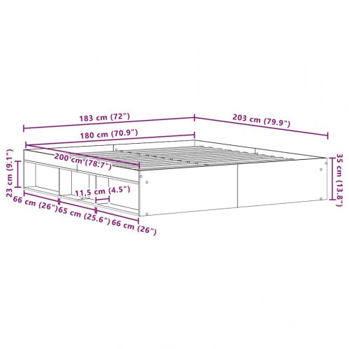 Sengestel uden madras 150x200 cm konstrueret træ sort eg