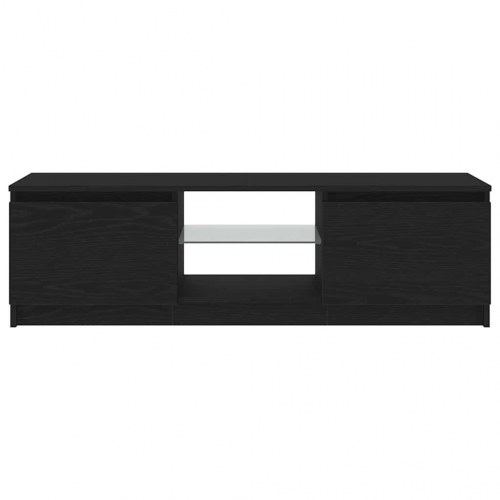 Tv-bord med LED-lys 120x30x36 cm konstrueret træ sort egetræ