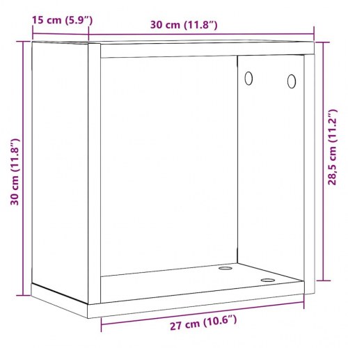 Væghylder 2 stk. - kubeformet 30×15×30 cm i sort eg