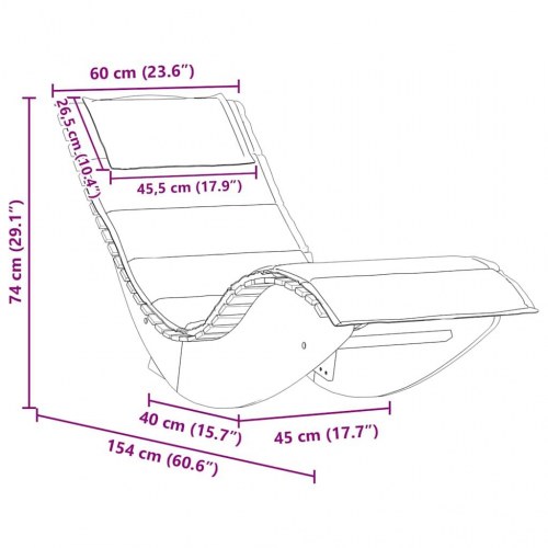 Gyngestol med hynde massivt træ akacie