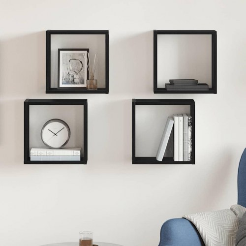 Væghylder kubeformede - 4 stk. 30×15×30 cm, konstrueret træ, sort eg