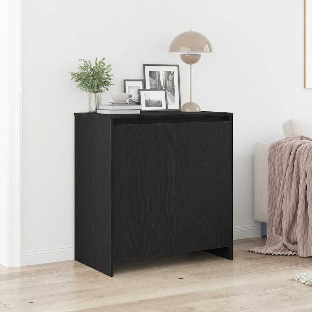 Skænk sort egetræ 70x41x75 cm konstrueret træ