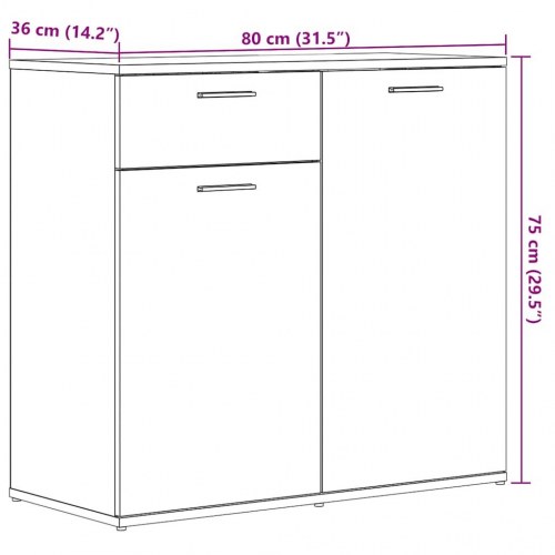 Skænk 80 x 36 x 75 cm - sort egetræsfarve