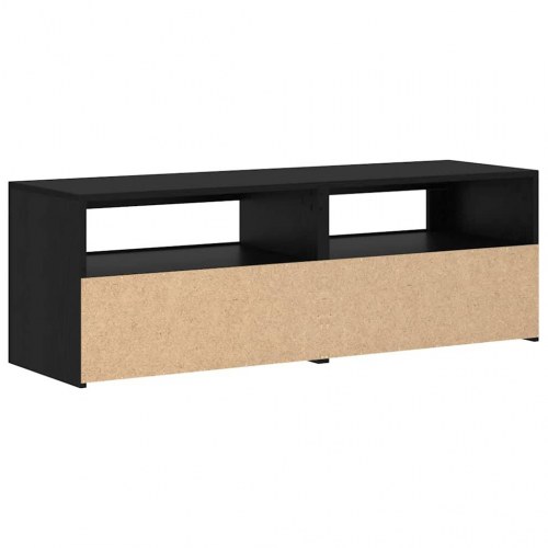TV-bord med LED-lys 120 x 35 x 40 cm - sort egetræ