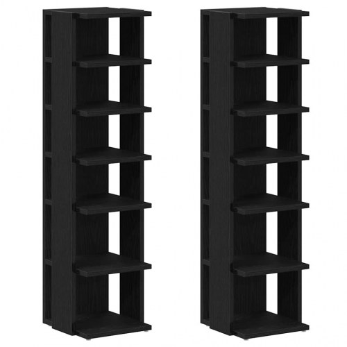 Skoskabe 2 stk. - 25 × 27 × 102 cm, konstrueret træ, sort eg