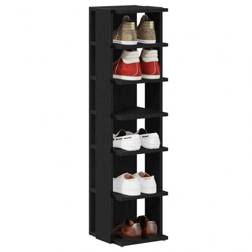 Skoskabe 2 stk. - 25 × 27 × 102 cm, konstrueret træ, sort eg