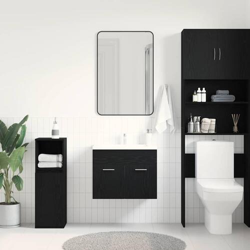 Badeværelsesvaskeskab 60x38,5x46 cm konstrueret træ sort egetræ