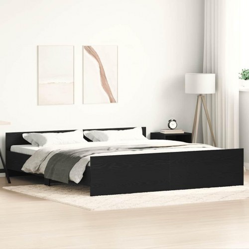 Sengestel 200x200 cm i konstrueret træ - sort eg