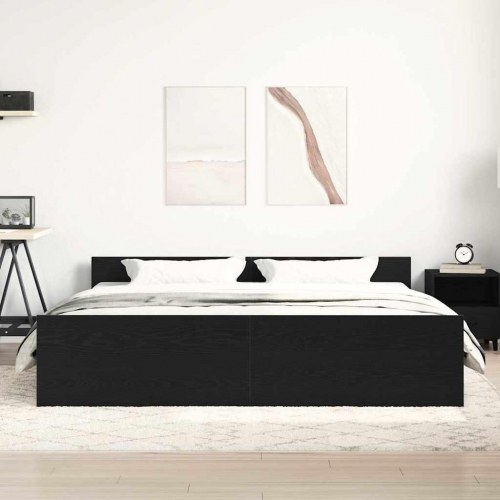 Sengestel 200x200 cm i konstrueret træ - sort eg