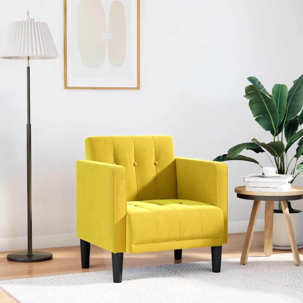 Sofastol Med Armlæn 53 Cm Fløjl - Gul
