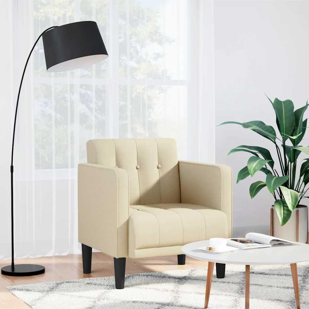 Sofastol med armlæn 53 cm stof cremefarvet